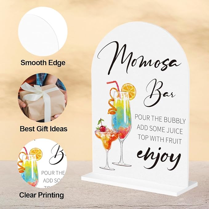 Momosabar Baby Shower Sign, Mom-osa Bar Baby Shower Drinks Table Desk Decor Acrylic Sign