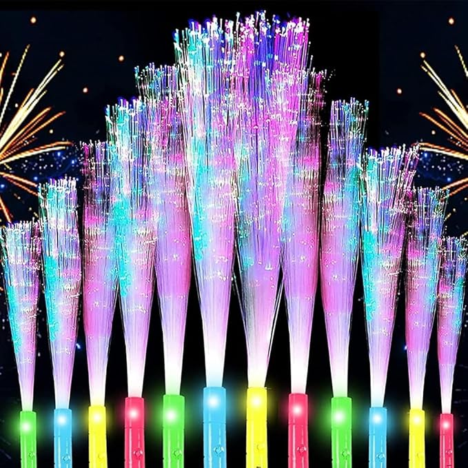 Color Handheld LED Fiber Optic Light Set - with 3 Variable Frequency Flicker Modes, Seven Light Color Changes-Suitable for Bar, Party, Concert and Other Cheering Props (36 PCS)