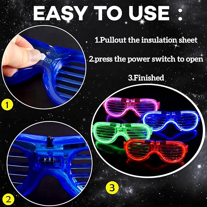 Fsmiling 24 Pack Light Up Glasses Adults Led Glasses Glow In The Dark Party Supplies for Adults Party Favor